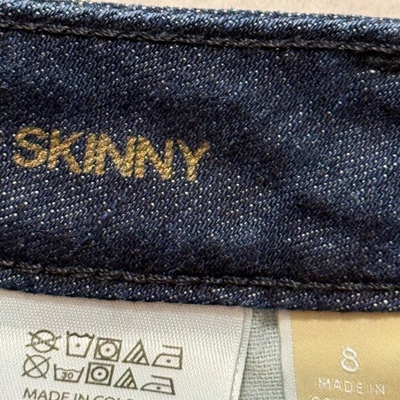 Michael Kors Womens Stretch Zip Pockets Mid Rise Skinny Blue Denim Jeans Size 8 - Picture 6 of 11